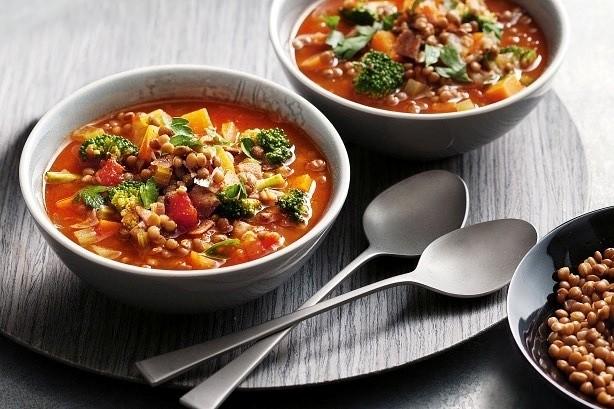 Lentil, Sweet Potato and Pancetta Soup